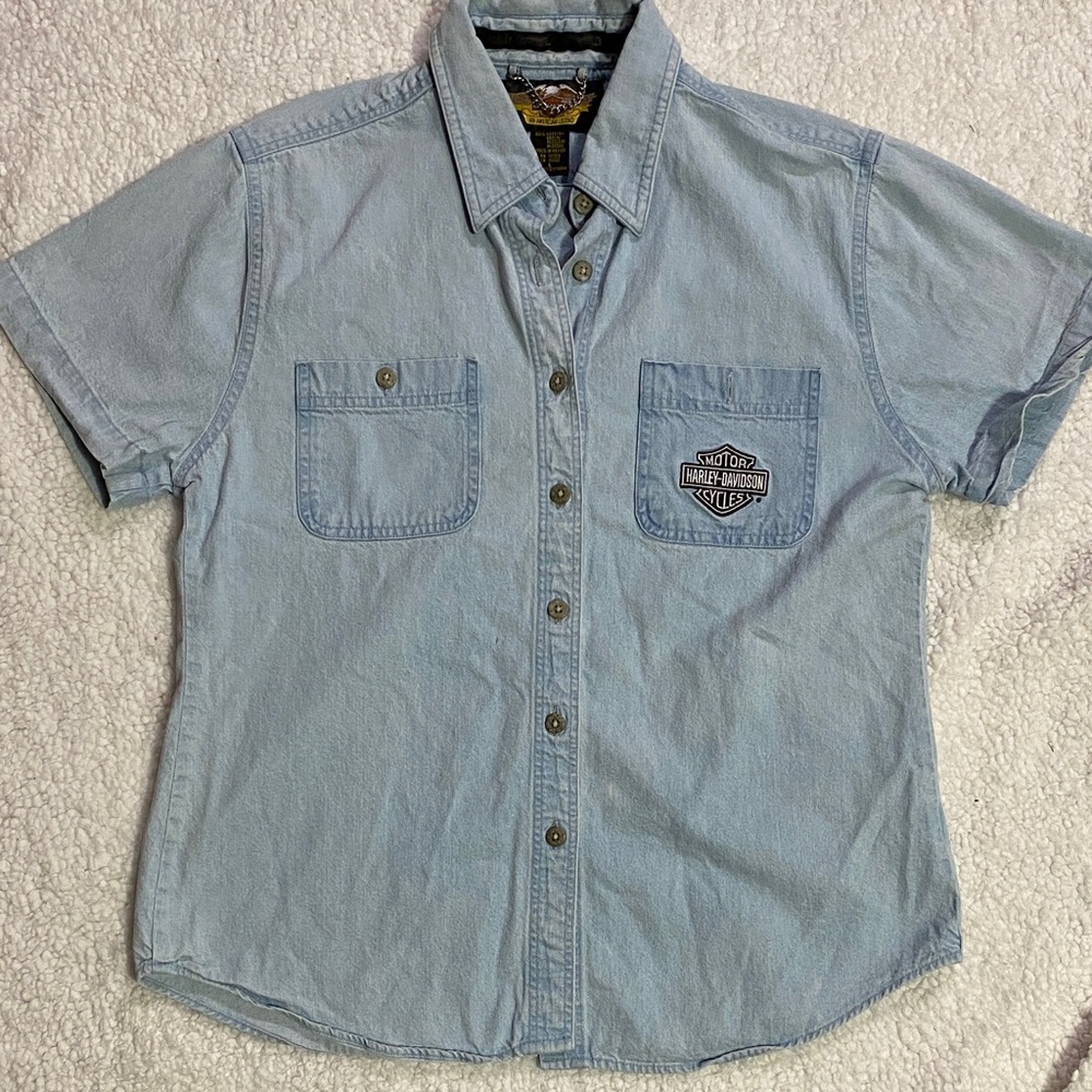 Harley Davidson womens size large denim button down vintage shirt